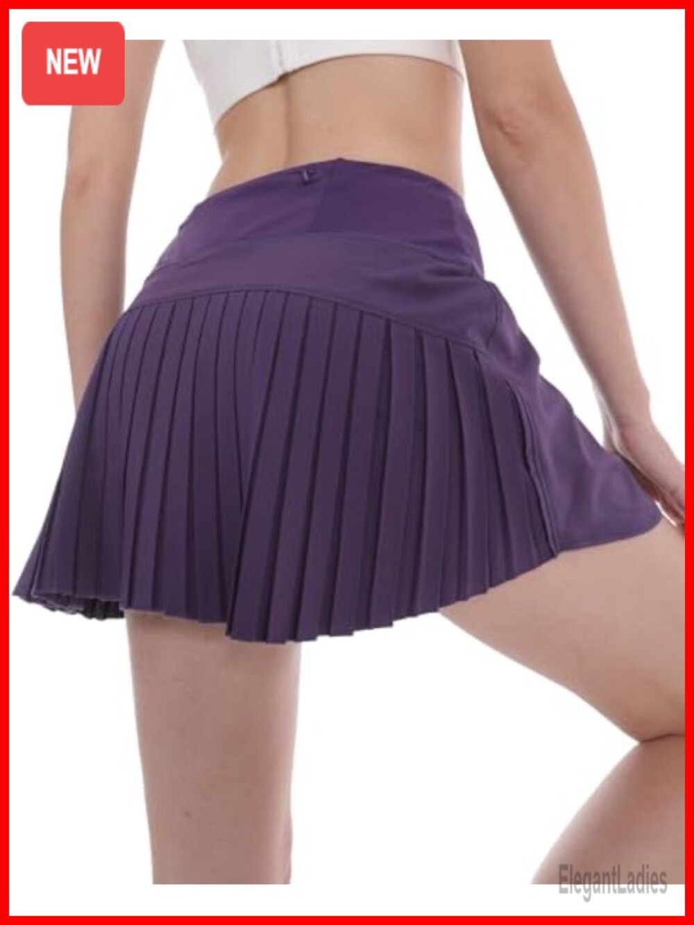 Pleated Skort with Built-in Shorts Pockets High Waist Tummy Control Golf Tennis